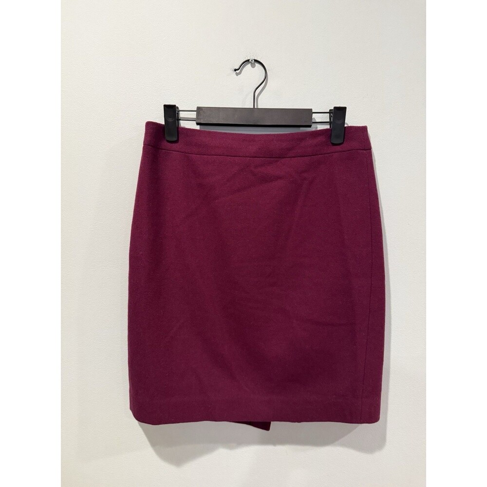 J Crew 'The Pencil Skirt' 4P Burgundy Wool Work Career Office Business Minimal